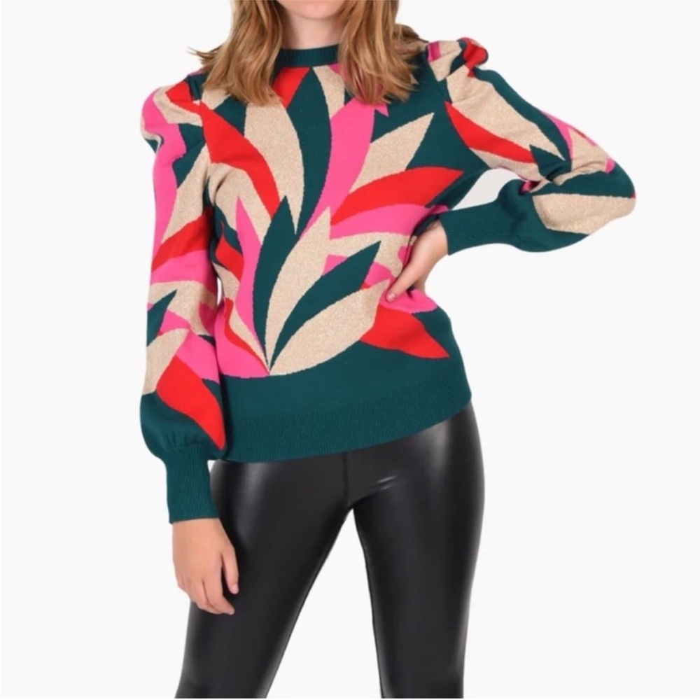 Emily McCarthy Julia Sweater Poinsettia Party L